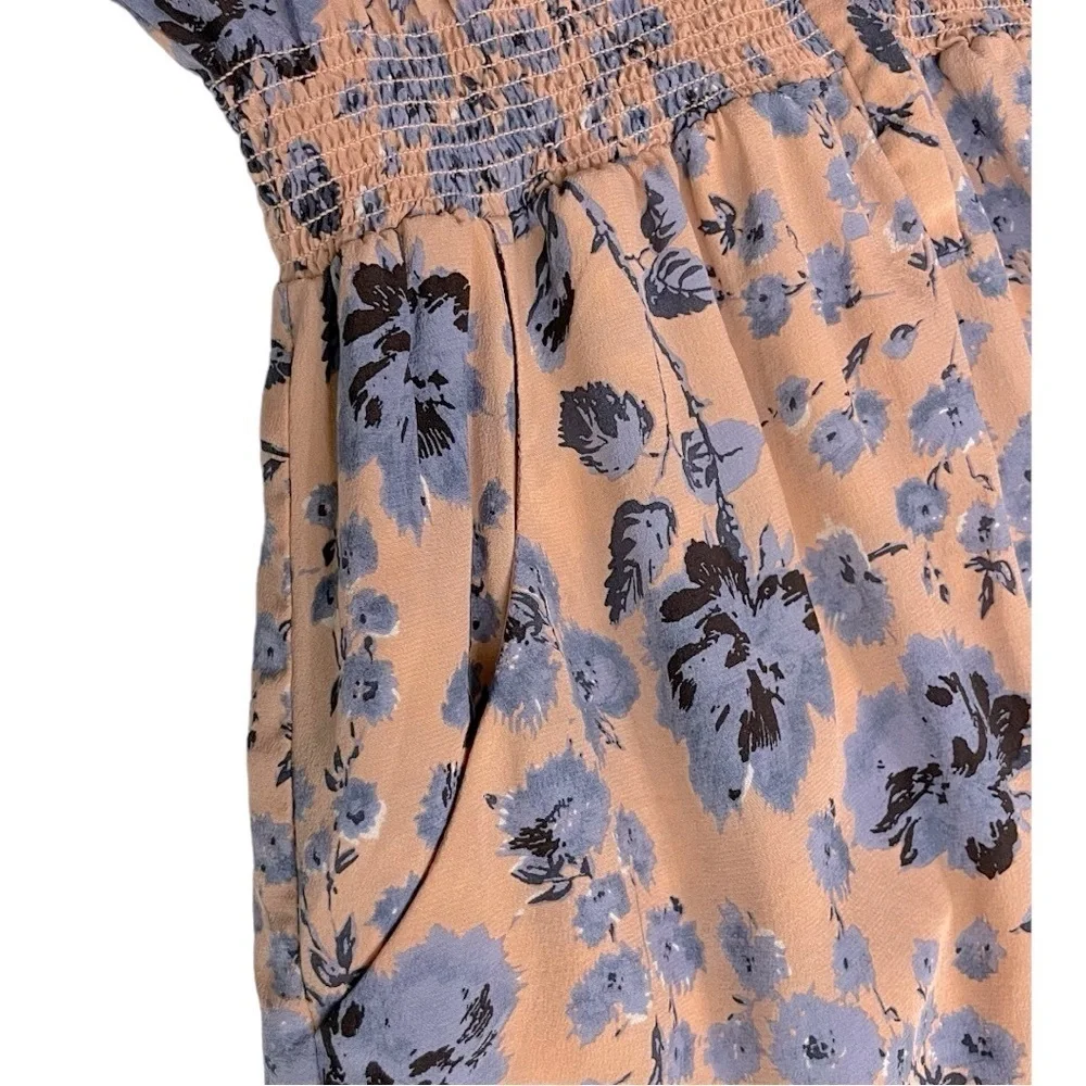 Rebecca Taylor Silk Floral Ruffle Mini Dress Blue and Pink size 4